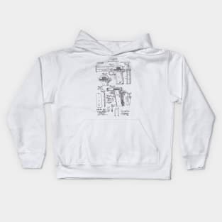 1911 Pistol Takedown Patent (black) Kids Hoodie